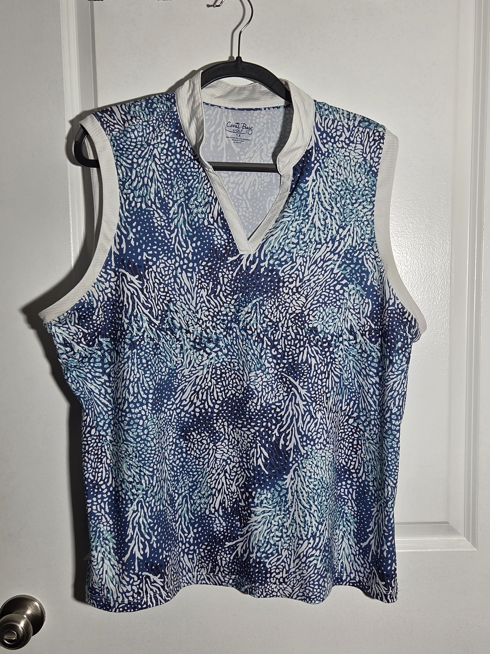 Carol Bay Women's Reef Print Sleeveless Golf Shirt Size 1X